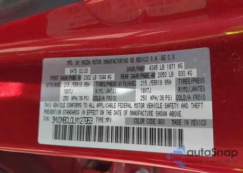 2020 Mazda Cx-30 Select Package из США, поврежденный, VIN 3MVDMBCL0LM127953